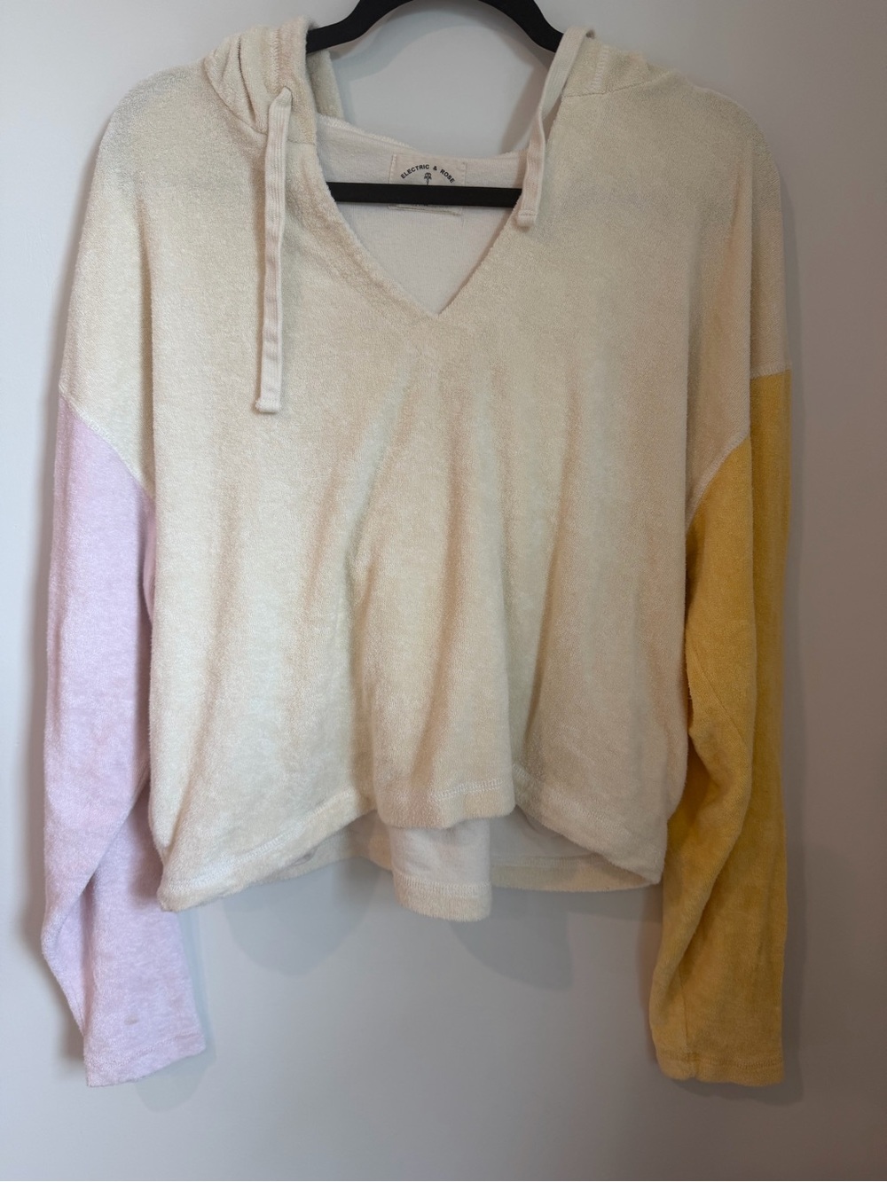 Electric & Rose Colorblock Hooded Terry Cloth Pullover